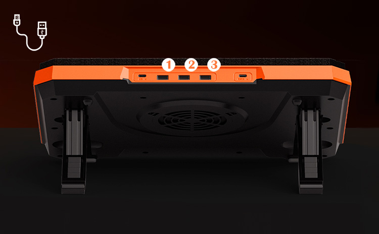 There is a 3-port USB Hub in IETS GT351 laptop cooling stand