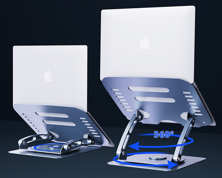 Full 360 rotation laptop stand for presentations or shared screen viewing