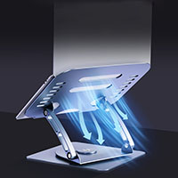 Adjustable Computer Stand With 360 Rotating Base, Ergonomic Foldable Laptop Riser for Macbook, Dell, HP, ASUS (10-17