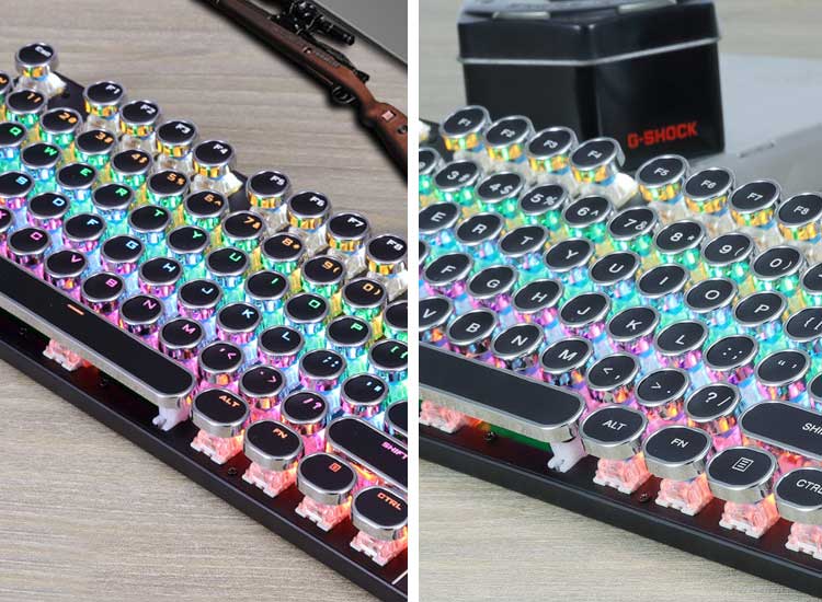 There are opaque and transparent letters 2 versions G87 real mechanical keyboard
